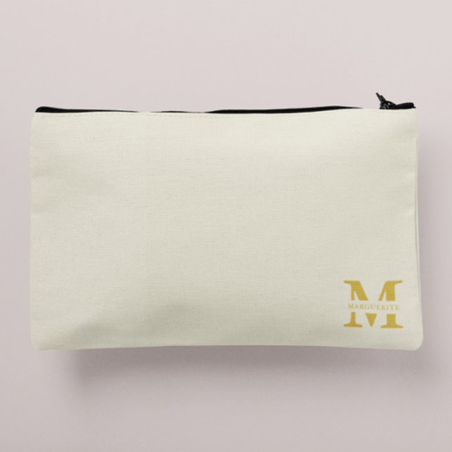 Neutral Beige Gold Monogram Accessory Pouch (Creator Uploaded)