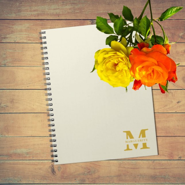 Neutral Beige Gold Monogram Notebook (Creator Uploaded)