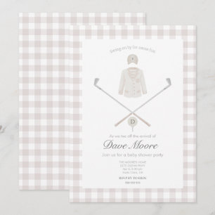 Neutral Beige Golf theme baby shower Invitation