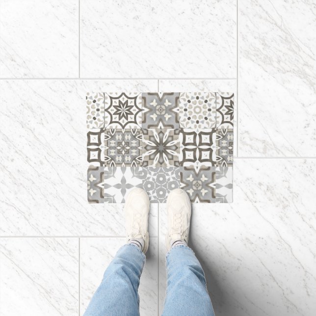 Neutral,beige,gray ,Moroccan tiles  Doormat (Indoor)