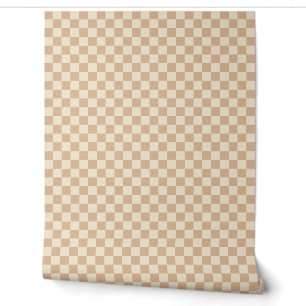 Neutral Beige Light Brown y2k Checkers Wallpaper