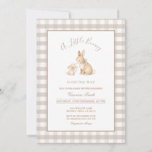 Neutral Beige Little Bunny Baby Shower Invitation