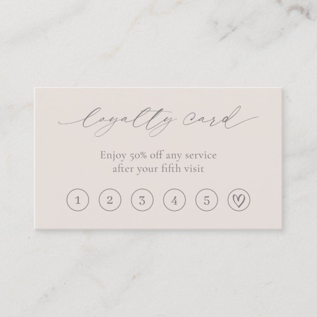 Neutral Beige Minimal Heart QR Code Elegant Modern Loyalty Card (Front)