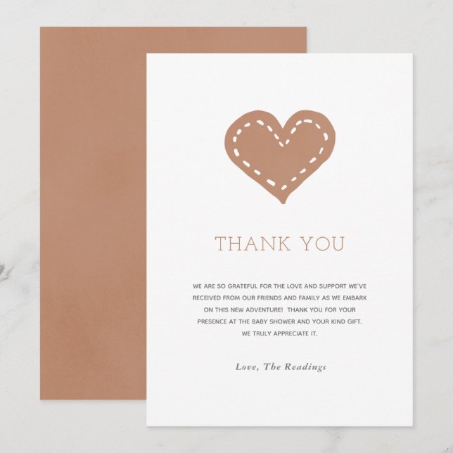 Neutral Beige Minimalist Baby Shower Thank You Card (Front/Back)