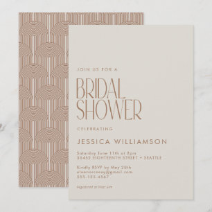Neutral Beige Modern Bridal Shower Typography Invitation