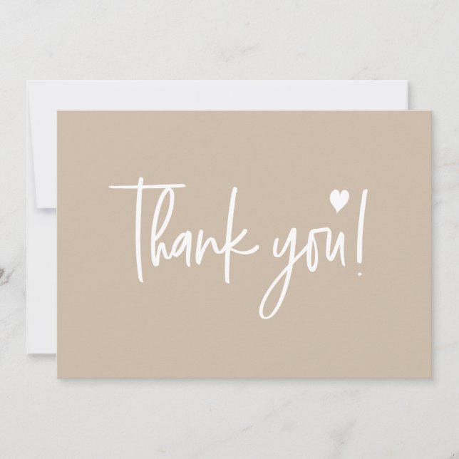 Neutral Beige Modern script Baby Shower Couple Thank You Card (Front)