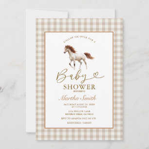 Neutral Beige Pony Horse  Baby Shower Invitation