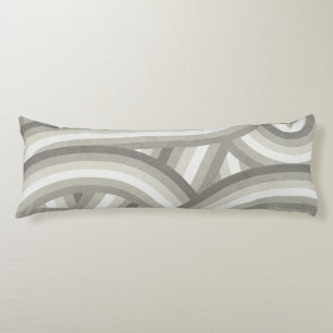 Neutral/Beige Retro Rainbow Stripes Pattern Body Pillow