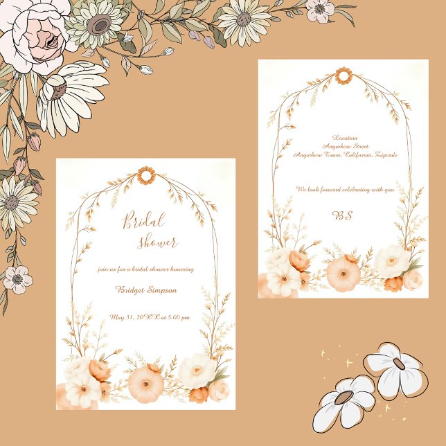 Neutral Beige Rustic Floral Bridal Shower Invitation (Creator Uploaded)