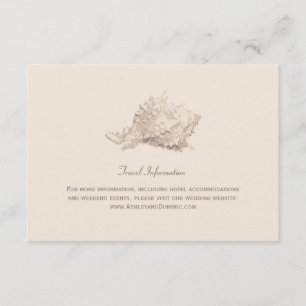 Neutral Beige Seashell Beach Wedding Information Enclosure Card