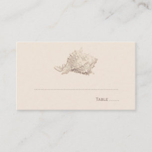 Neutral Beige Seashell Beach Wedding Monogram Place Card