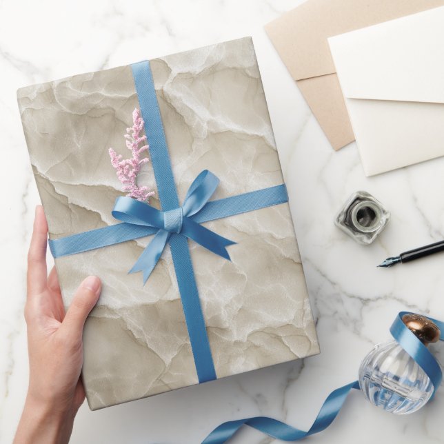 Neutral Beige Stone Texture Ivory Abstract Pattern Wrapping Paper (Gifting)