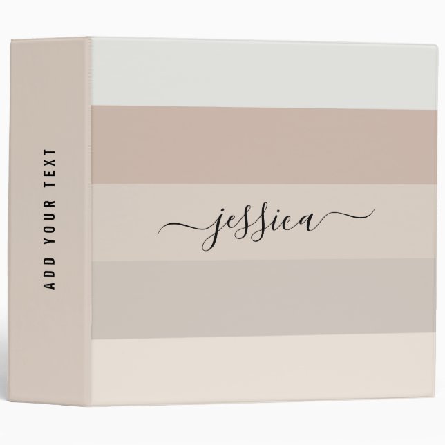 Neutral beige stripes script name   binder (Front/Spine)