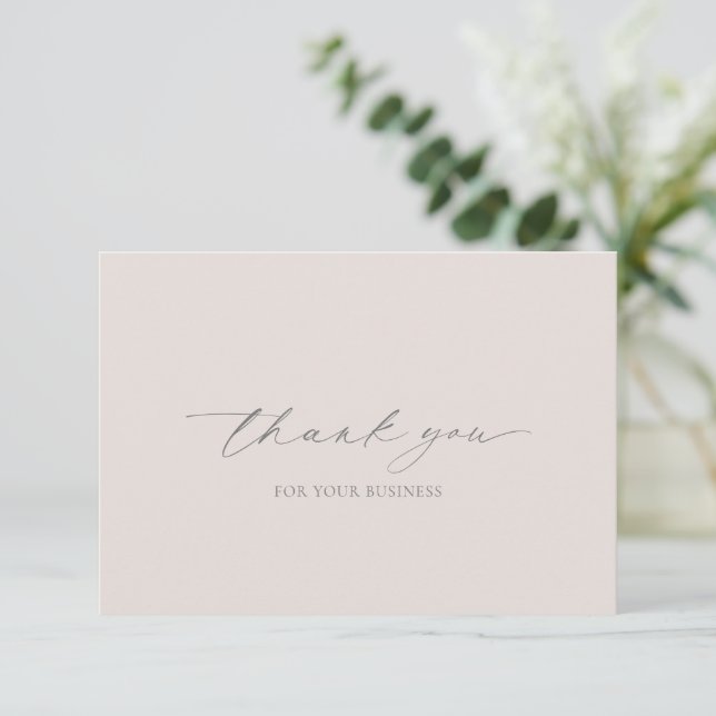 Neutral Beige Tan Simple Elegant Modern Thank You Card (Standing Front)