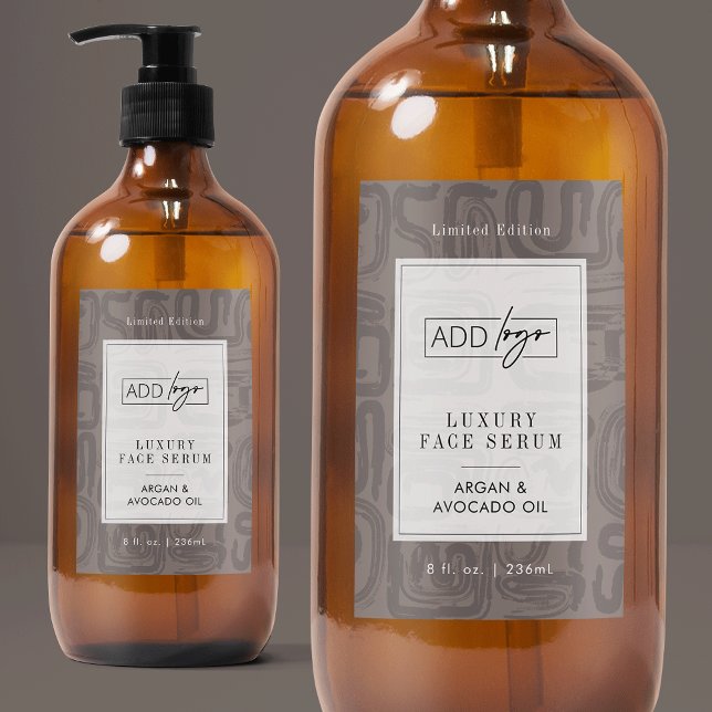 Neutral Beige Taupe Boho Waterproof Product Label (elegant abstract pattern cosmo bottle waterproof label with your logo and customizable colors)