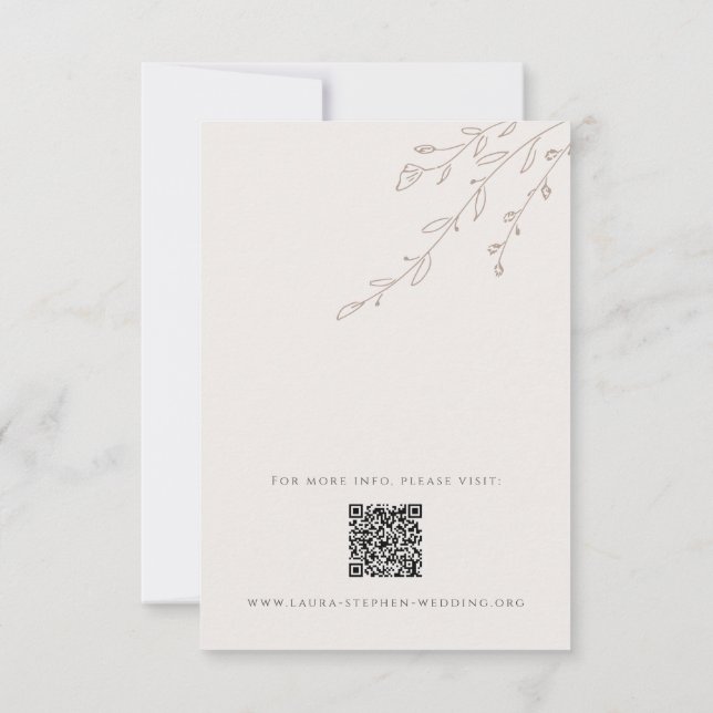 Neutral Beige Wedding Qr Code Enclosure Card (Back)