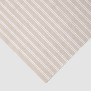 Neutral Beige White Stripes Tissue Paper