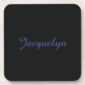 Neutral Black & Blue Plain Elegant Modern Own Name Coaster