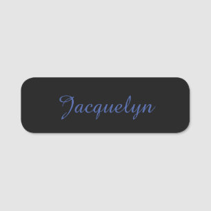 Neutral Black & Blue Plain Elegant Modern Own Name Tag