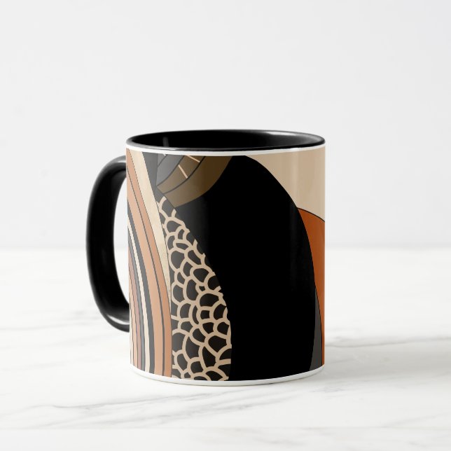 Neutral Black Orange Modern Boho Mug (Front Left)