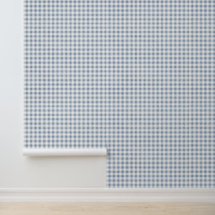 Neutral Blue Grey Small Gingham Pattern Wallpaper