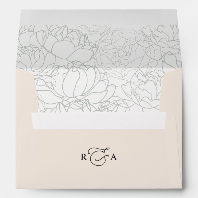 Neutral Blush Monogram Return Address 5x7 Wedding Envelope (Back (Bottom))