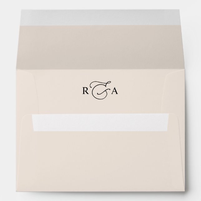 Neutral Blush w/ Return Address 5x7 Wedding Envelope (Back (Bottom))