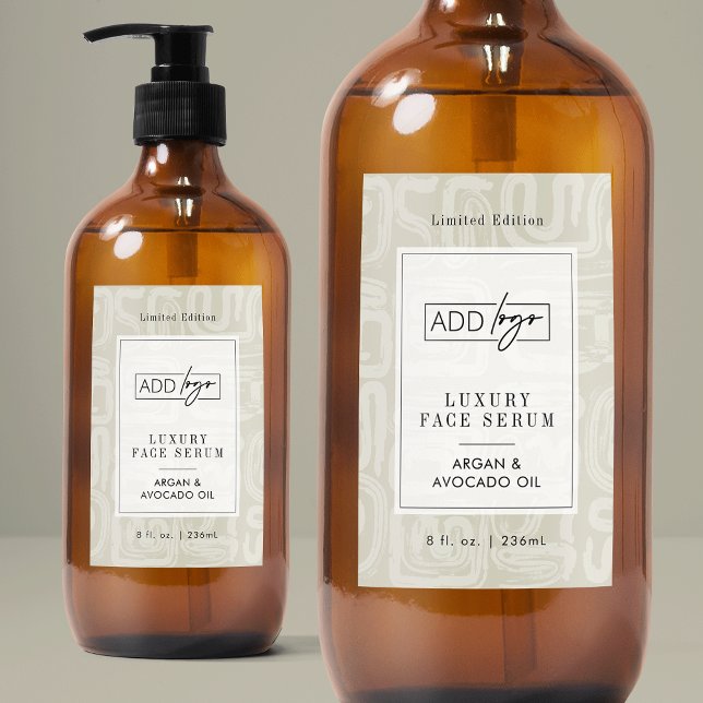 Neutral Bohemian Beige Waterproof Product Label (modern pastel cream cosmo bottle waterproof label with your logo and customizable colors)