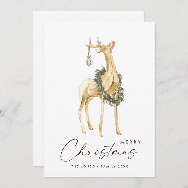 Neutral Bohemian Christmas Composition Greeting Holiday Card (Front/Back)