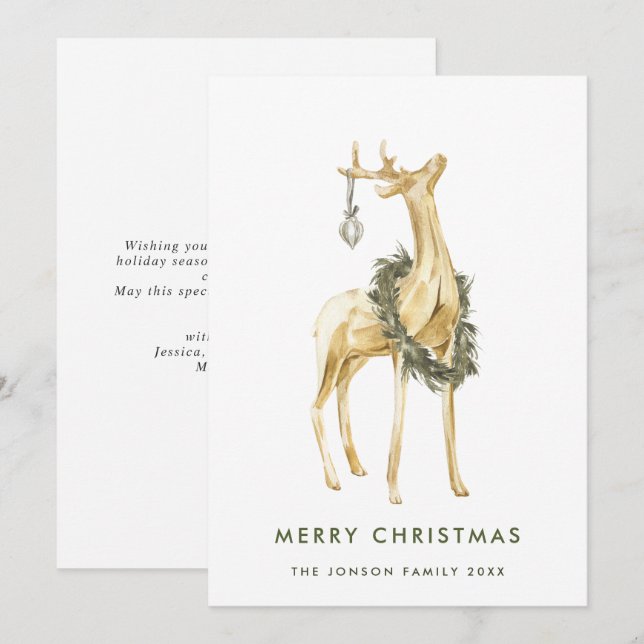 Neutral Bohemian Christmas Composition Greeting Holiday Card (Front/Back)
