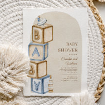 Neutral Boho Baby Letter Blocks Baby Shower