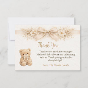 Neutral Boho Bear Baby Shower Bearly Wait Thank You Card