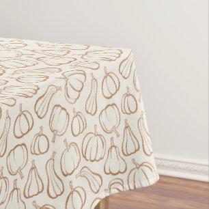 Neutral Boho Beige Pumpkin Pattern Fall Halloween Tablecloth