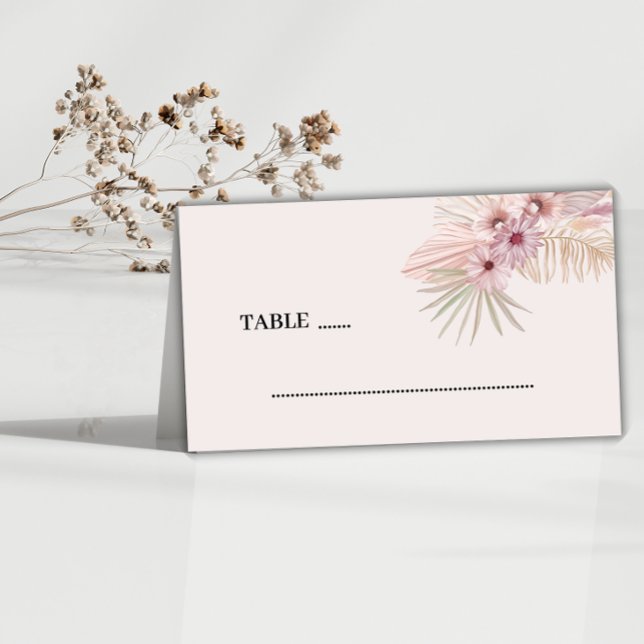 Neutral Boho Botanical Wedding Place Card (Creator Uploaded)