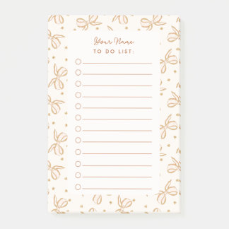 Neutral Boho Bows Personalized Check To Do List Post-it Notes