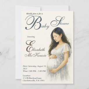 Neutral Boho Elegance Baby Shower Asian Mom to be Invitation