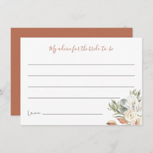 Neutral Boho Floral Bridal Shower Advice Card