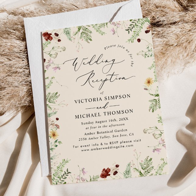 Neutral Boho Floral Wedding Reception  Invitation (Creator Uploaded)