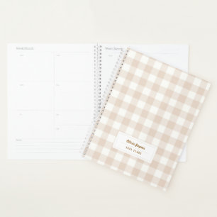 Neutral Boho Gingham Personalized 2027 Monthly Planner