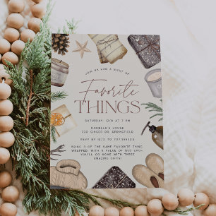 Neutral Boho Holiday Favourite Things Party Invitation