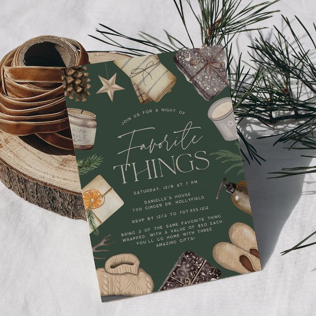 Neutral Boho Holiday Favourite Things Party Invitation (Creator Uploaded)