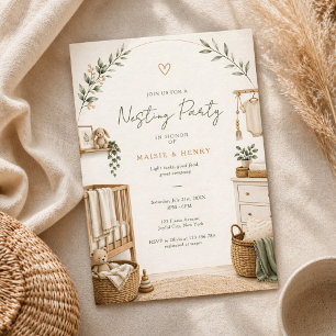 Neutral Boho Nesting Party Baby Shower Invitation