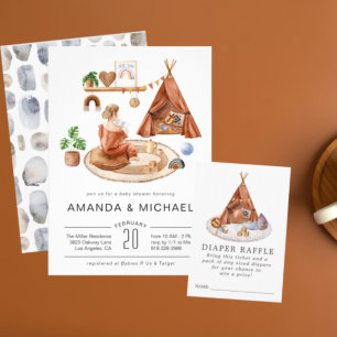 Neutral Boho Nursery   Baby Shower Invitation