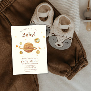 Neutral Boho Outer Space Solar System Baby Shower  Invitation