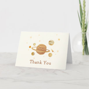 Neutral Boho Outer Space Solar System Baby Shower Thank You Card
