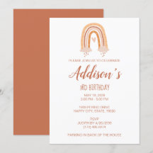 Neutral Boho Rainbow Birthday Invite