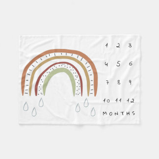 Neutral Boho Rainbow Milestone Fleece Blanket