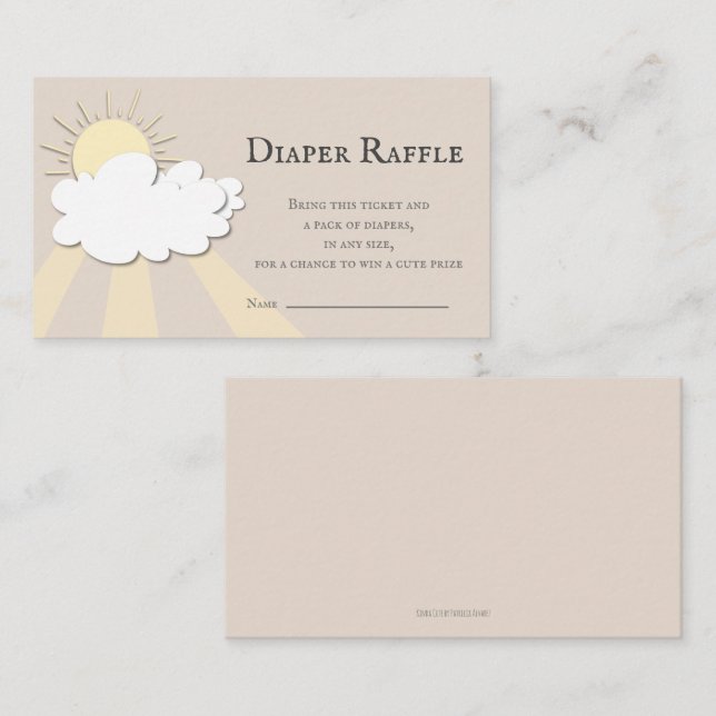 Neutral Boho Sunshine Diaper Raffle Baby Shower Enclosure Card (Front/Back)