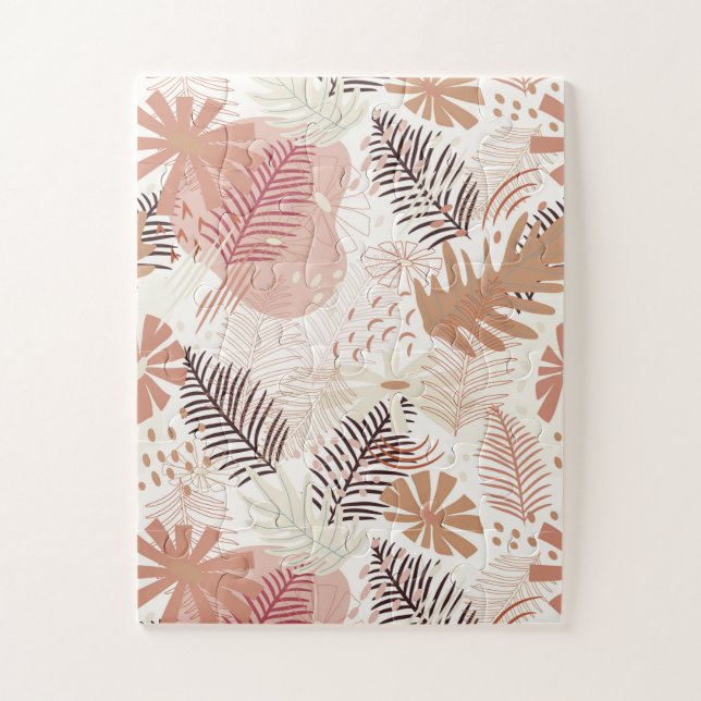 Neutral Boho Tropical Foliage Jigsaw Puzzle (Vertical)