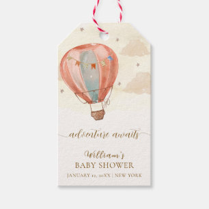 Neutral Boho Vintage Hot Air Balloon Baby Shower  Gift Tags